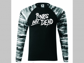 Punks not Dead pánske tričko (nie mikina!!) s dlhými rukávmi vo farbe " metro " čiernobiely maskáč gramáž 160 g/m2 materiál 100%bavlna